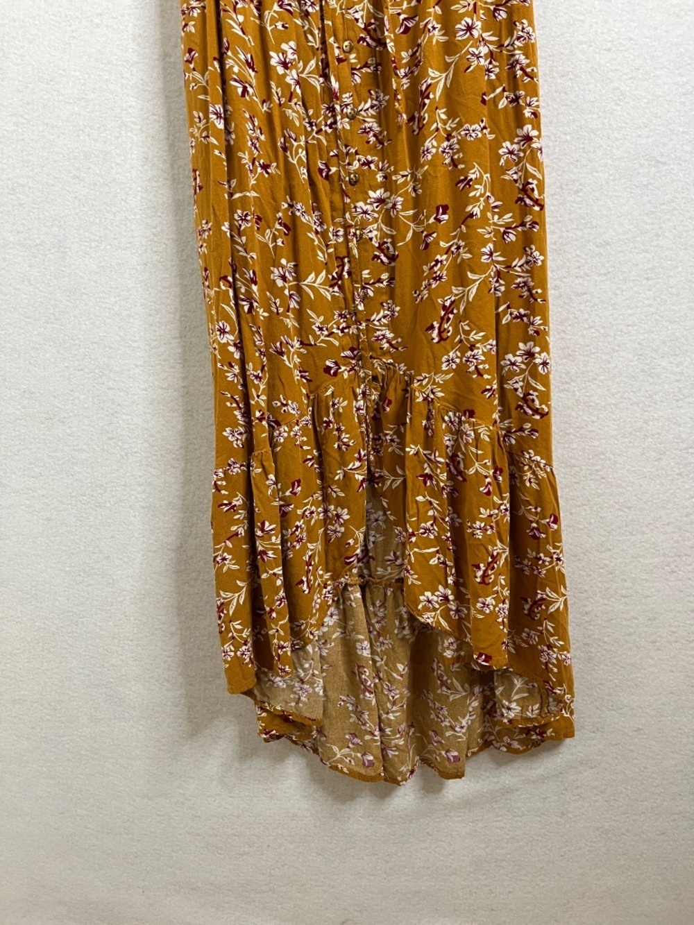 Indigo Rose Mustard Floral Maxi Dress Boho Button Front Flowy Midi Dress Large - Picture 5 of 7